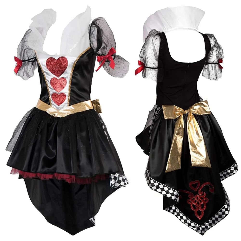 Queen of Hearts Costume Dress & Crown Size M